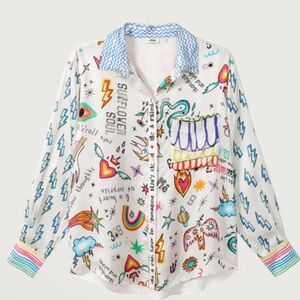 Me369 Isabel Enlightenment Patterned printed shirt. Size Medium